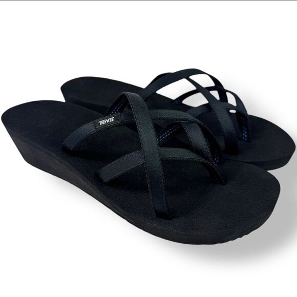 Teva 1000099 Mush Mandalyn Wedge Ola 2 Sandals Black Flip Flop Toe Post Women 10 - Picture 2 of 12